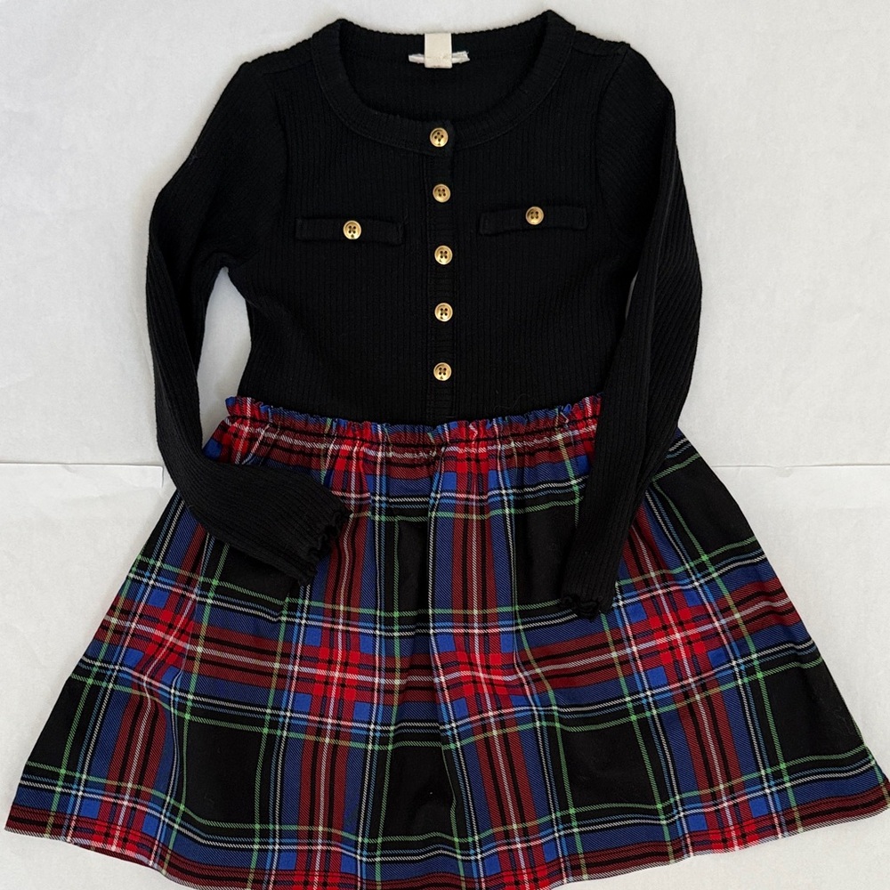 Crewcuts Tartan Dress with Gold Buttons